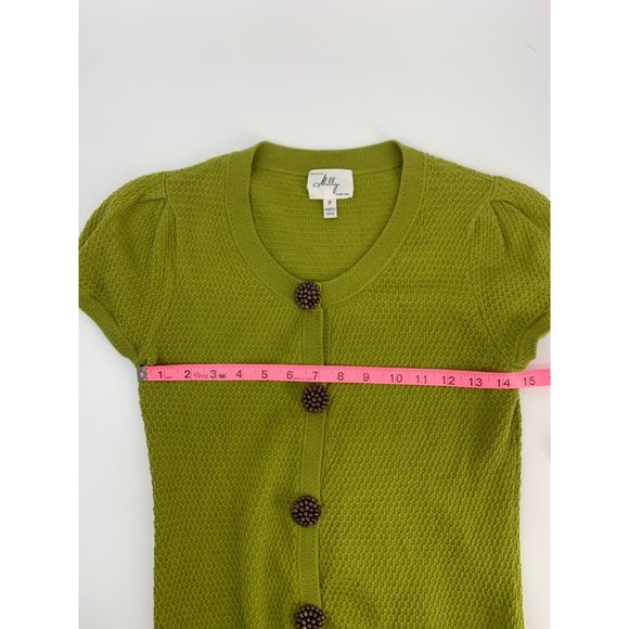 Milly Green Sweater with Brown Buttons Size SP - Picture 6 of 7